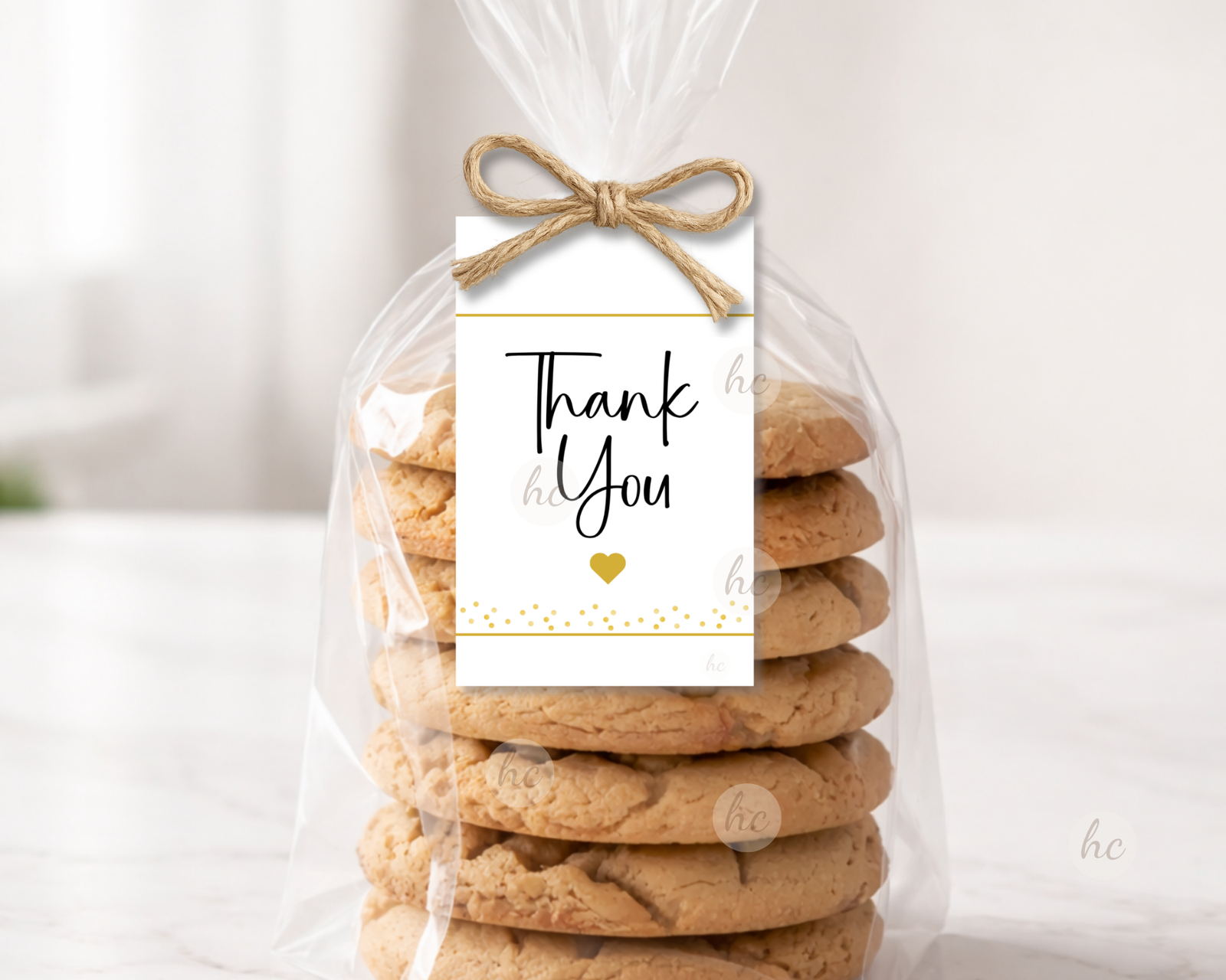 Thank You Gift Tags Printable on Cookies Bag thank you gift tags printable attached to cookies bag with string